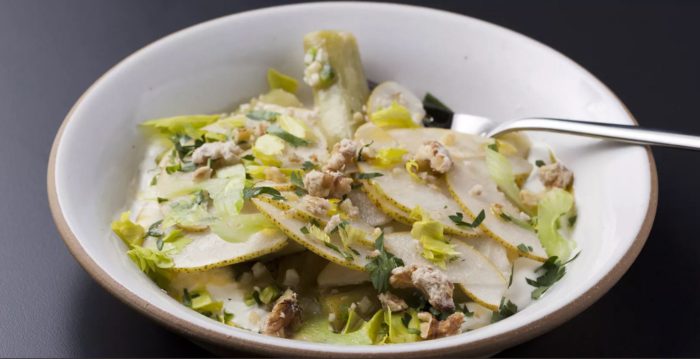 LEEK & PEARS with walnuts, yogurt and sherry vinaigrette $14.00 www.loringplacenyc.com