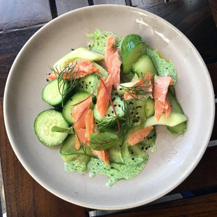 Pasquale Jones Wood Smoked Trout & Cucumbers - garlic, chives & buttermilk - $16