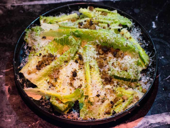 Romaine, garlic confit emulsion, anchovy breadcrumb, taragon & fiore $14 