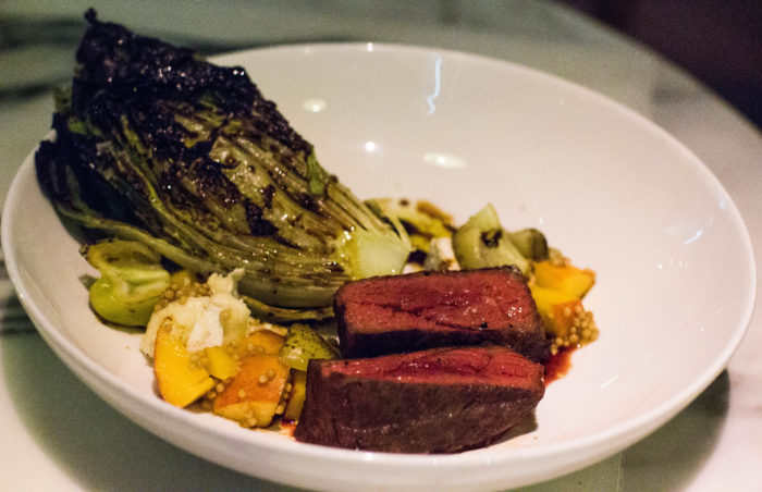 Grilled Wagyu, little gem, cubanelle pepper, kunik & peach mostarda $32 