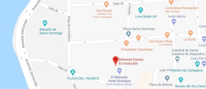 Bohemia Cartagena restaurant map