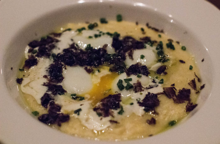 Il Buco Uovo al Tartufo - poached egg, polenta, comte cheese foam, black truffle - $22