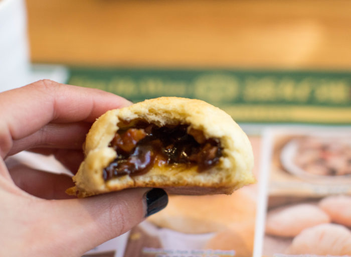 Tim Ho Wan Inside the famous buns: BBQ pork wrapped in a soft, crisp sweet dough