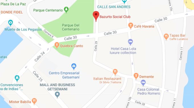 bazurto social club cartagena map