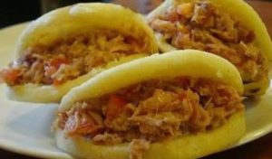 stuffed meat arepas