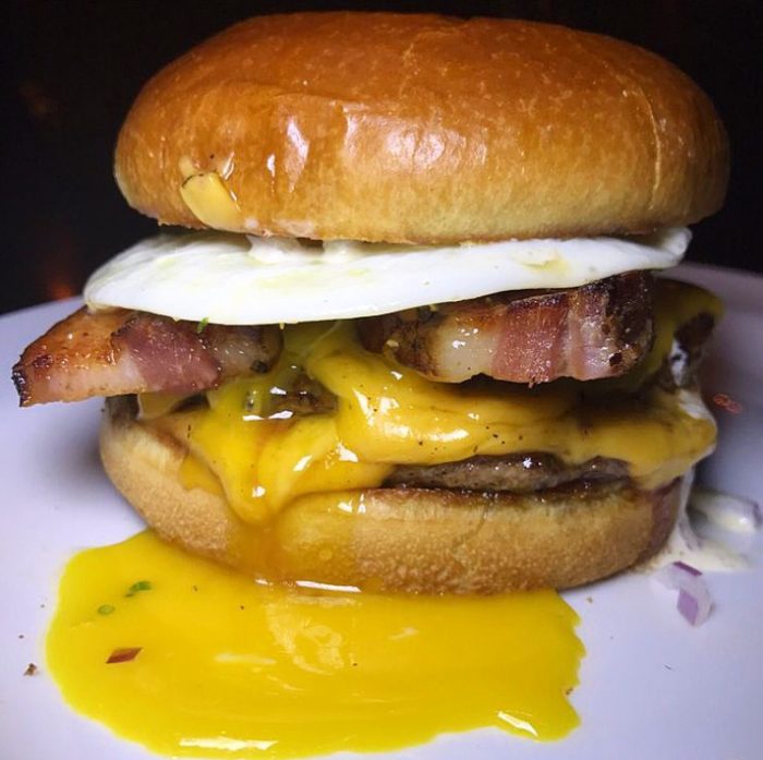 4 Charles Prime Rib American Cheeseburger farm egg bacon