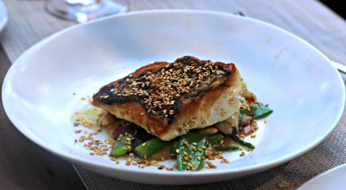 Sautéed Black Sea Bass, Shitake Mushrooms, Fiddlehead Ferns, Sesame Vinaigrette - $34