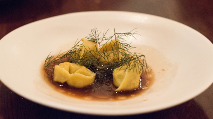 Take Root Potato Ravioli - Ricotta, Smoke, Ginger, Fennel