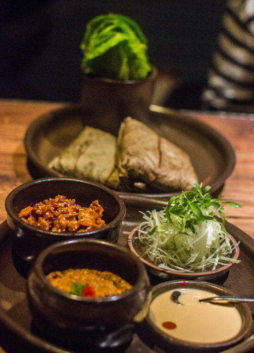 Ssam Platter with Spicy Pork and "Gang-deon-jang" for 2 ($38)