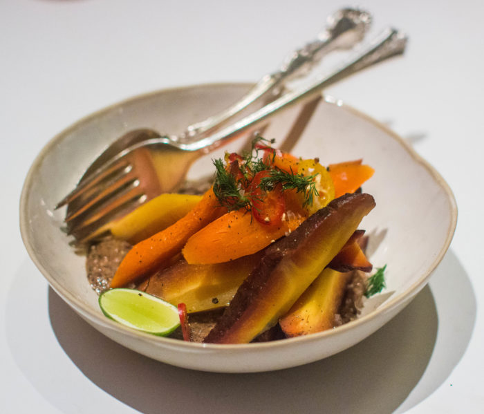 ABCV market carrots, stone ground nut and seed butter, chilies, lime 