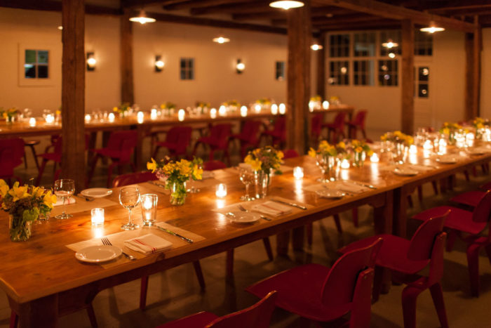 Romantic and convivial communal tables for dinner