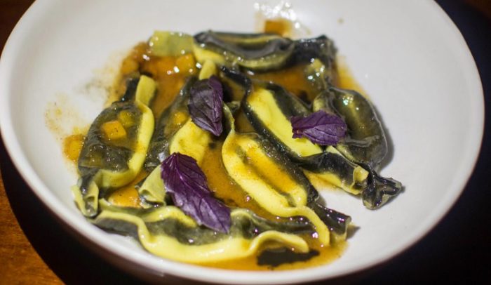 Don Angie BUFFALO MILK CARAMELLE Persimmon & Black Sesame ($22)