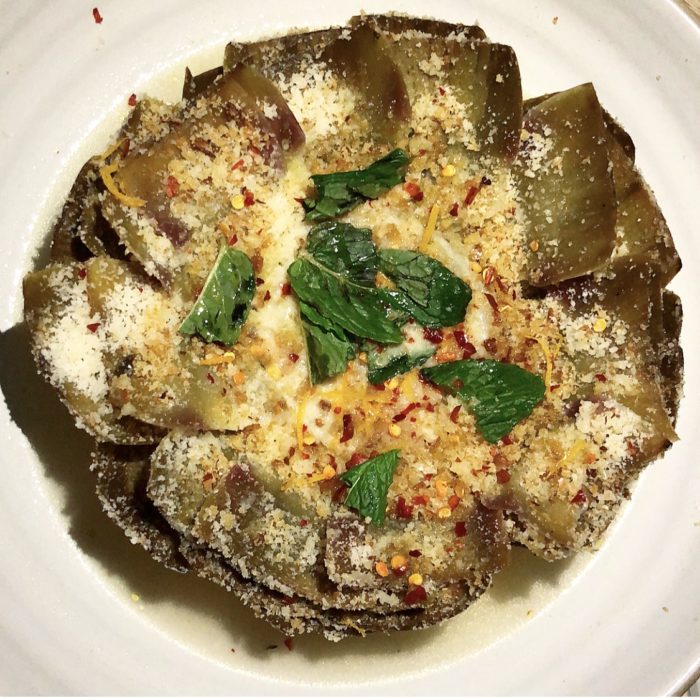 lilia brooklyn Whole Artichoke, Garlic, Mint, Parmigiano, Breadcrumbs (