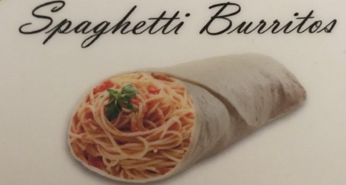 food at burning man spaghetti burrito