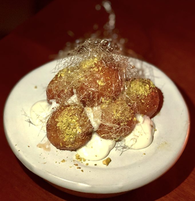 Don Angie dessert HONEY ZEPPOLE Sicilian Pistachio, Whipped Robiola $11